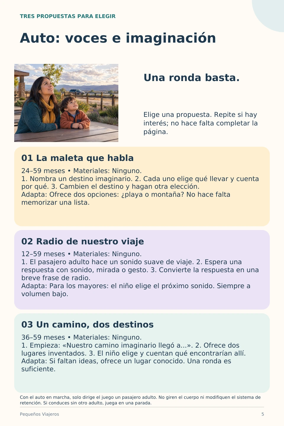 Página interior real de Pequeños Viajeros