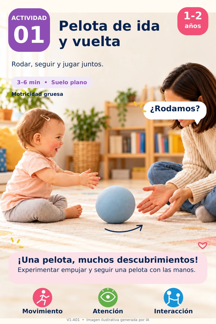 Actividad real: Pelota de ida y vuelta, de 1 a 2 años